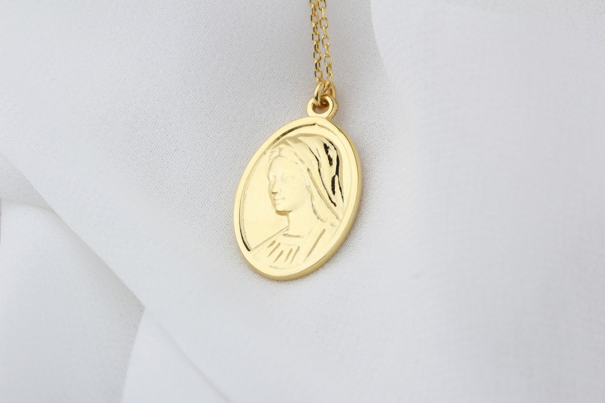 925k Sterling Silver Virgin Mary Necklace - alternate view 2