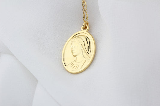 925k Sterling Silver Virgin Mary Necklace - alternate view 2