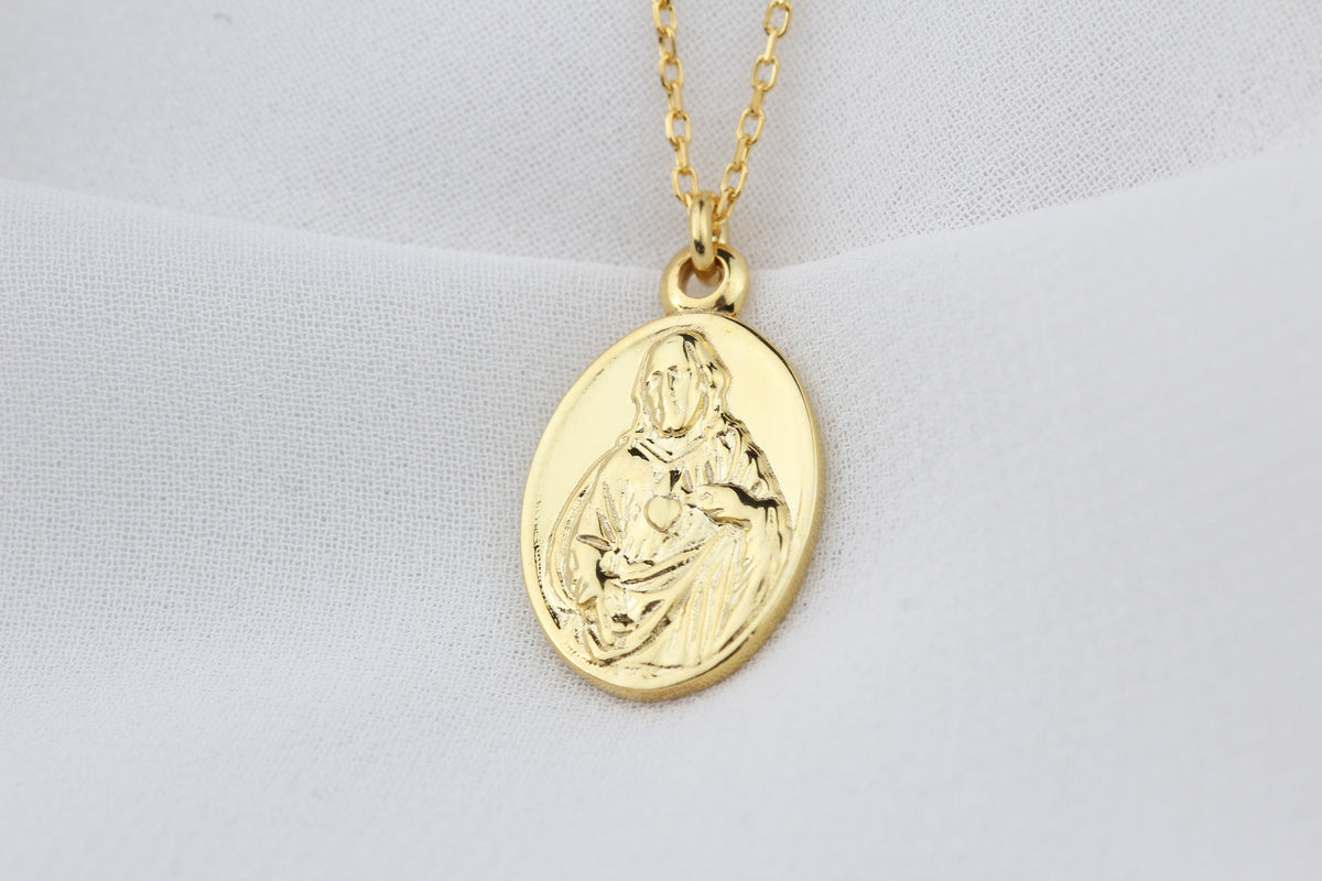 925k Sterling Silver Virgin Mary Necklace