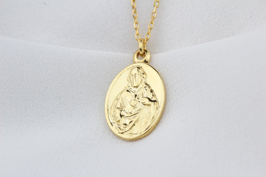 925k Sterling Silver Virgin Mary Necklace