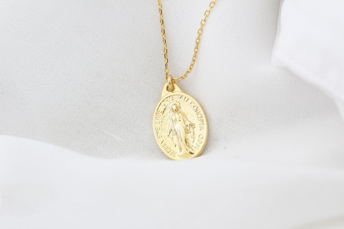 925k Sterling Silver Cross and Virgin Mary Necklace - alternate view 3