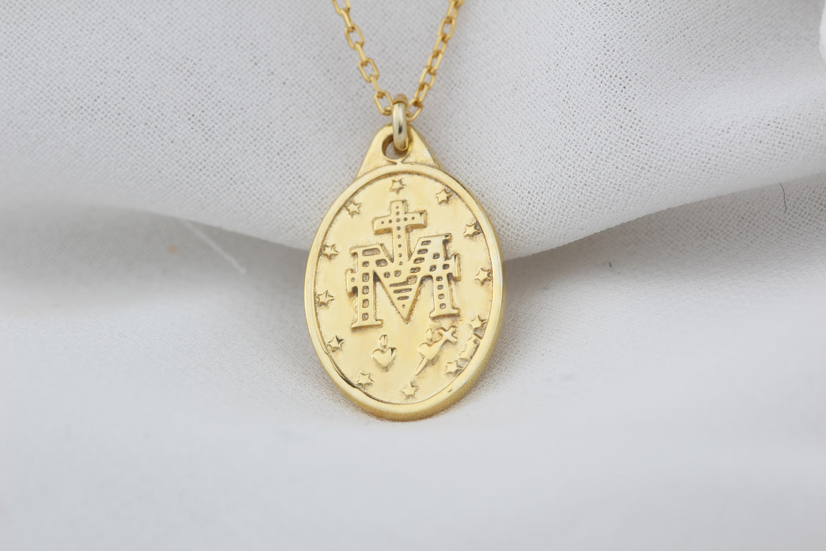 925k Sterling Silver Cross and Virgin Mary Necklace - alternate view 4