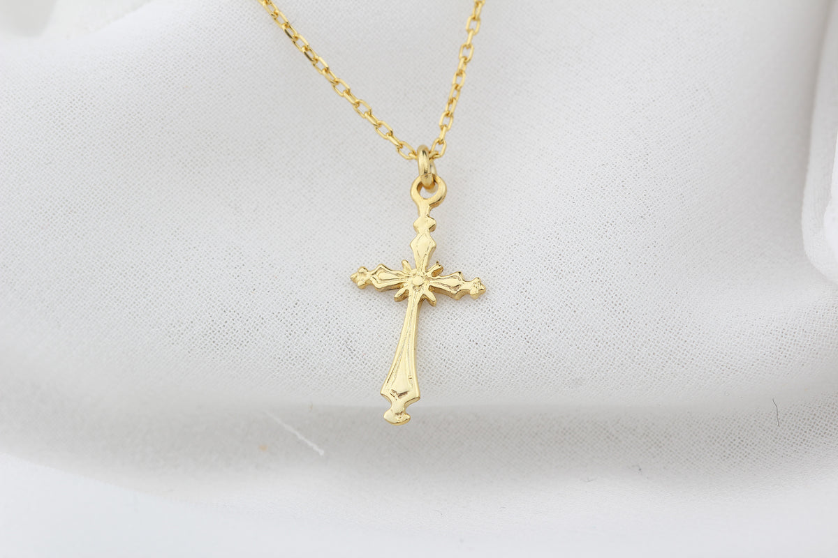 925k Sterling Silver Cross and Virgin Mary Necklace - alternate view 5