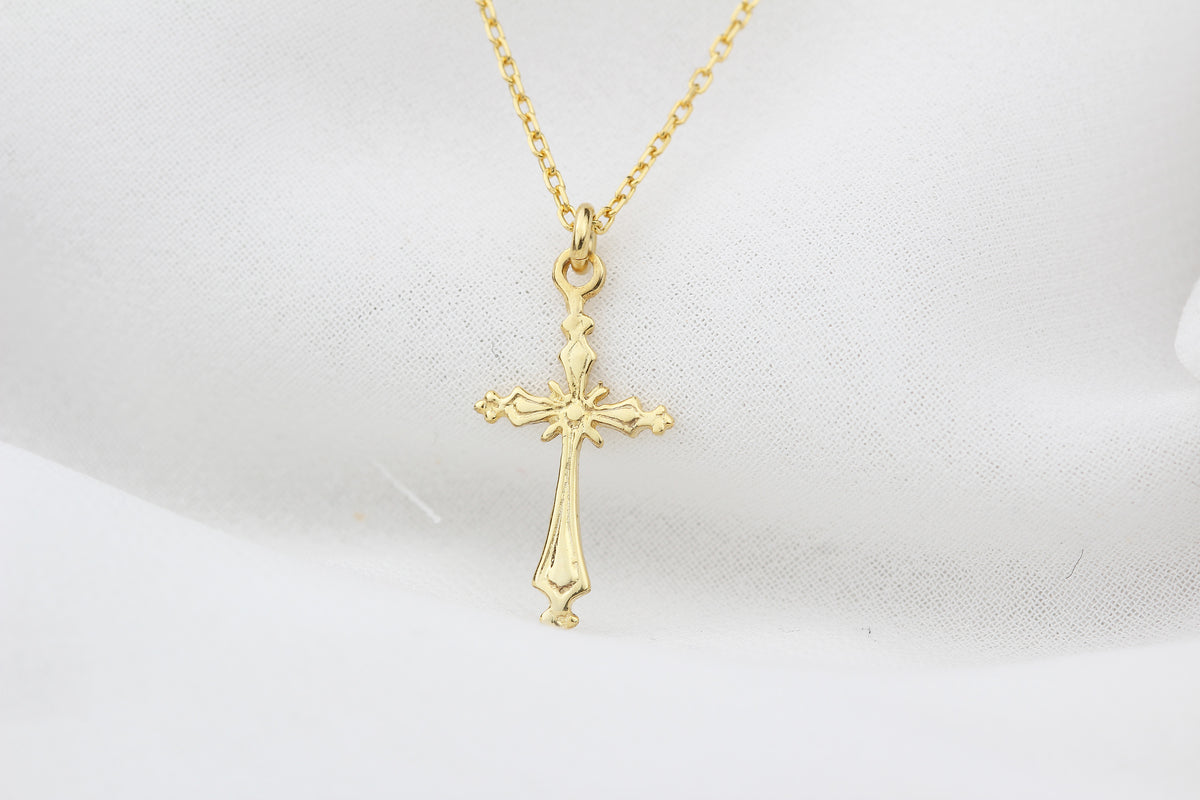925k Sterling Silver Cross and Virgin Mary Necklace - alternate view 6