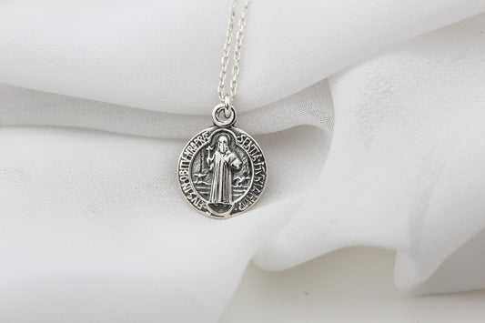 925k Sterling Silver Saint Benedict Medal Necklace - alternate view 2