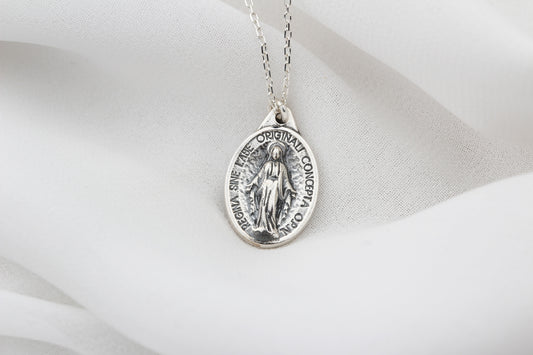 925k Sterling Silver Virgin Mary Necklace - alternate view 2