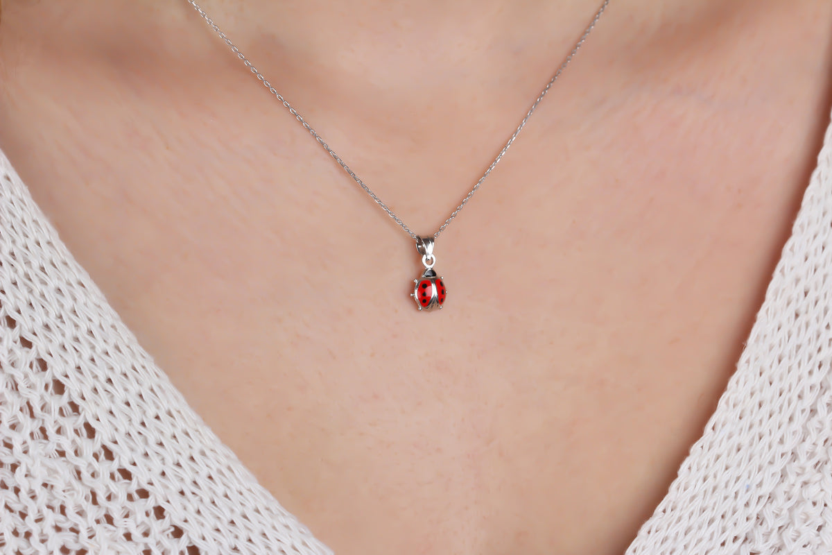 925k Sterling Silver Ladybug Necklace - alternate view 3