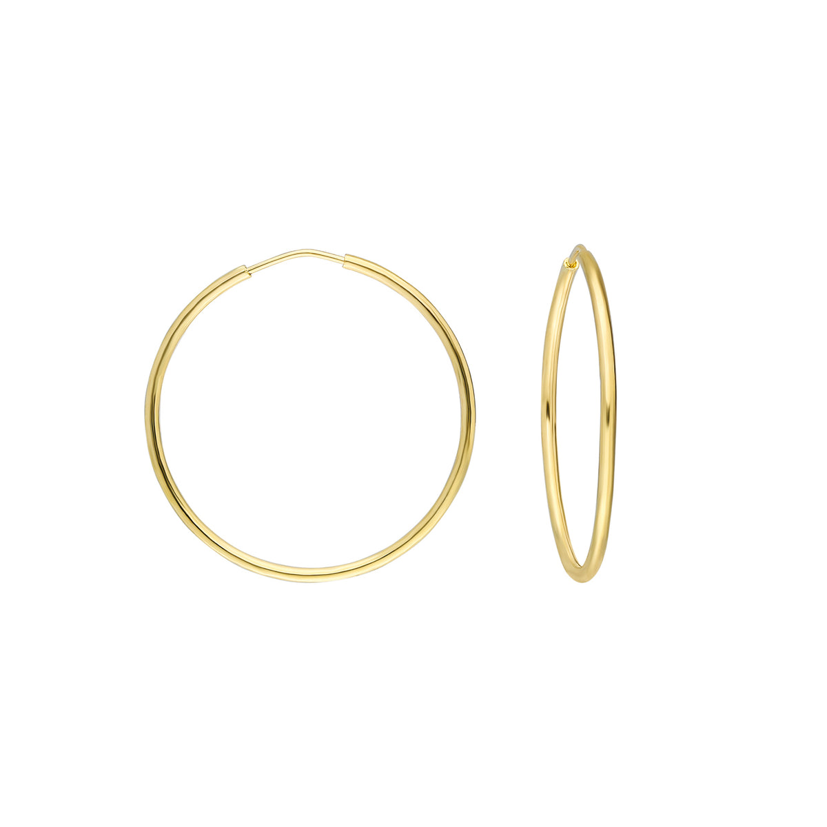 14k Solid Gold 3 cm Hoop Earrings
