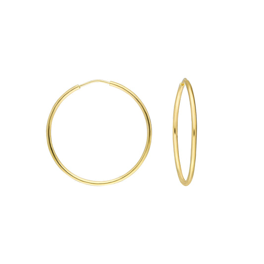14k Solid Gold 3 cm Hoop Earrings