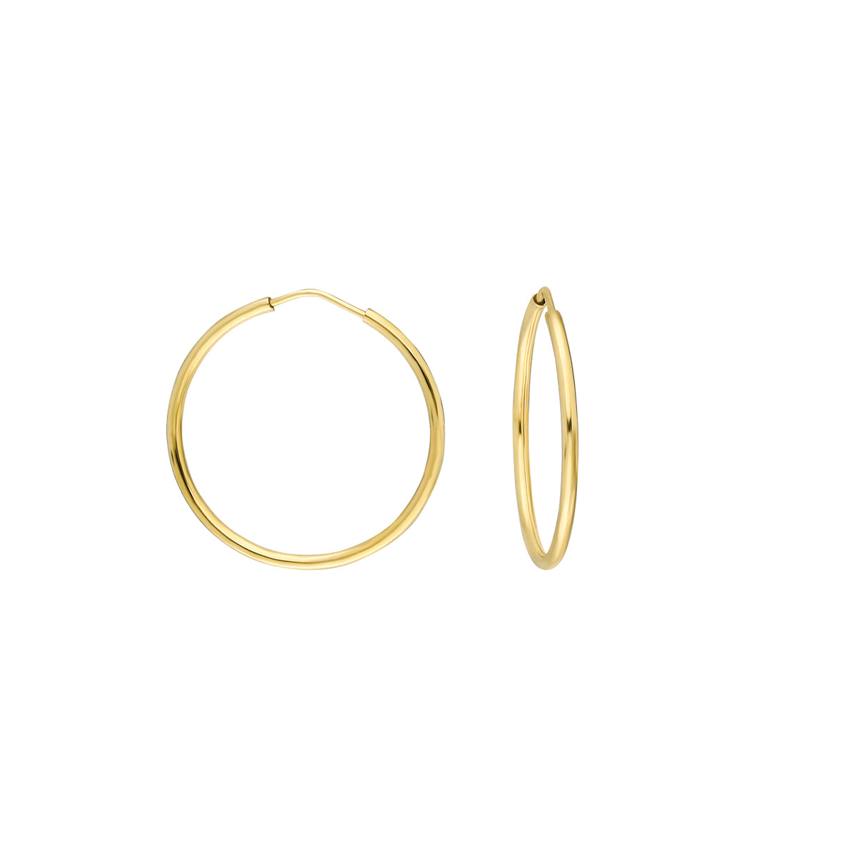14k Solid Gold 2,5 cm Hoop Earrings