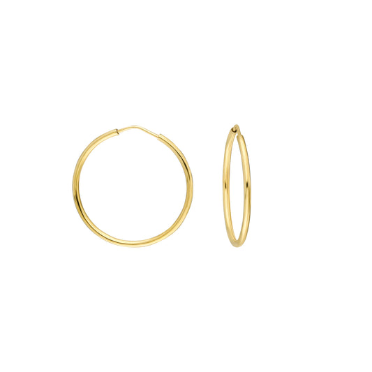 14k Solid Gold 2,5 cm Hoop Earrings