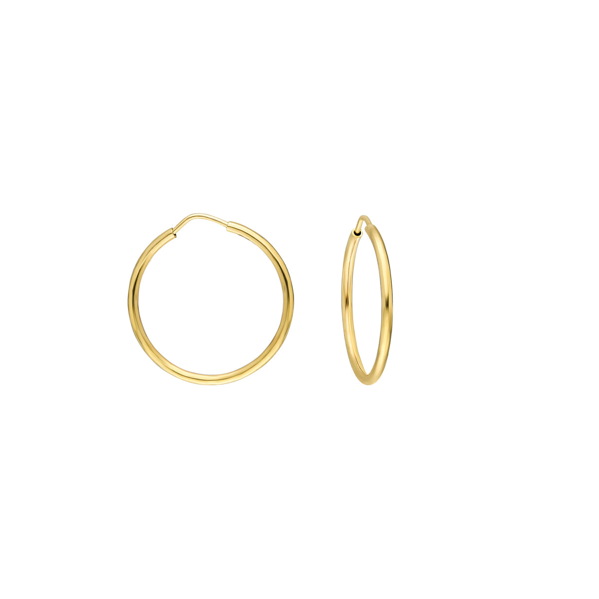 14k Solid Gold 1,5 cm Hoop Earrings