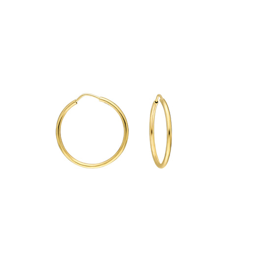 14k Solid Gold 1,5 cm Hoop Earrings