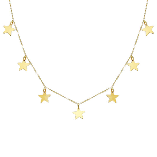 14k Solid Gold Star Necklace