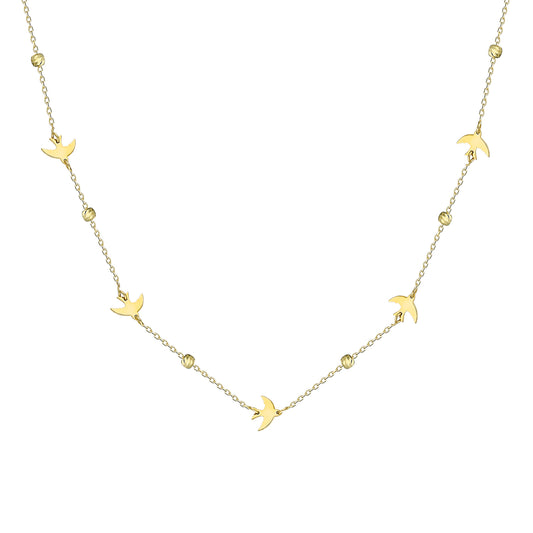 14k Solid Gold Phoenix Bird Necklace