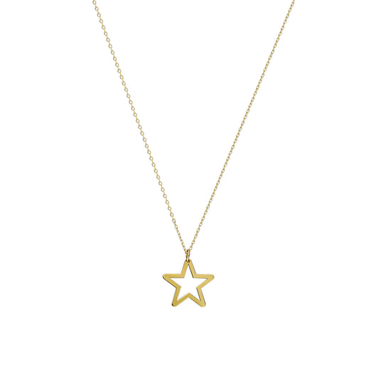 14k Solid Gold Star Necklace