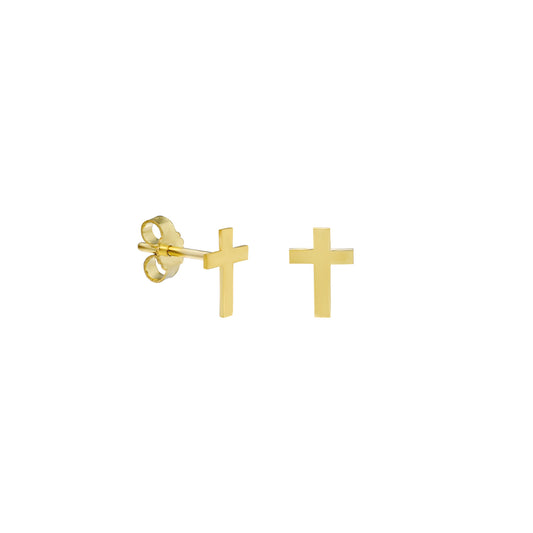 14k Solid Gold Cross Earring