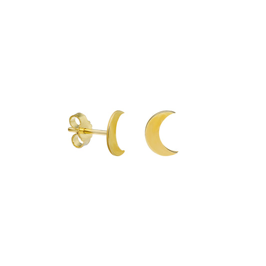 14k Solid Gold Crescent Earring