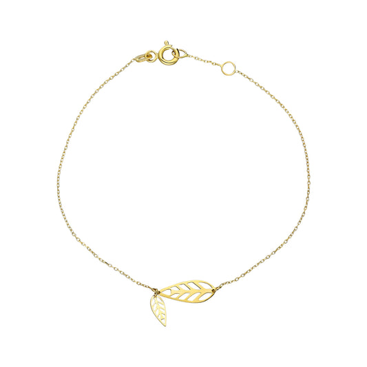 14k Solid Gold Leaf Bracelet
