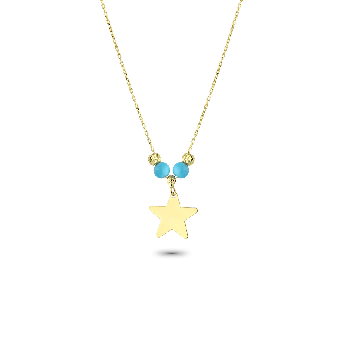 14k Solid Gold Color Stone Star Necklace - alternate view 2
