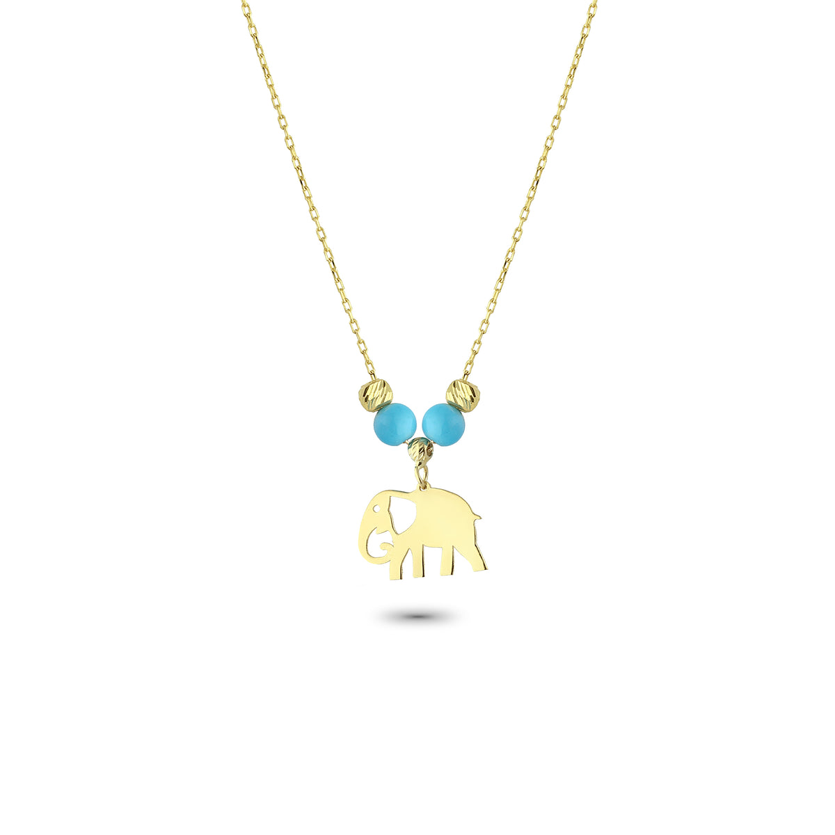 14k Solid Gold Color Stone Elephant Necklace - alternate view 2