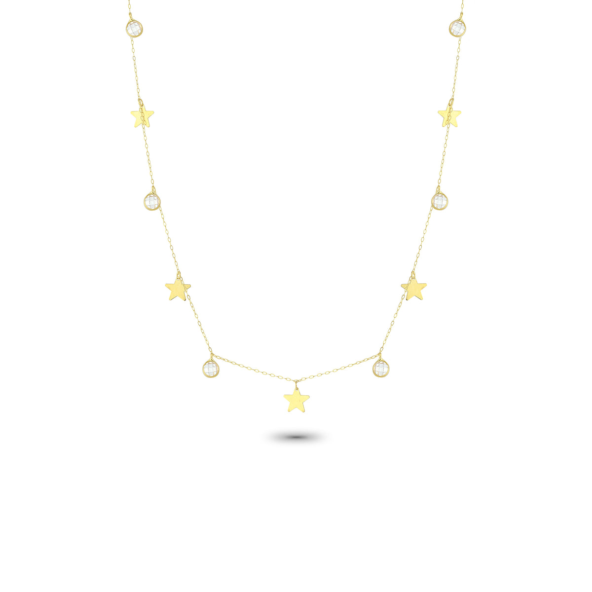 14k Solid Gold Star Luck Necklace - alternate view 2