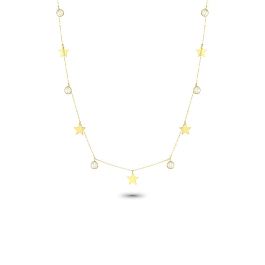 14k Solid Gold Star Luck Necklace - alternate view 2