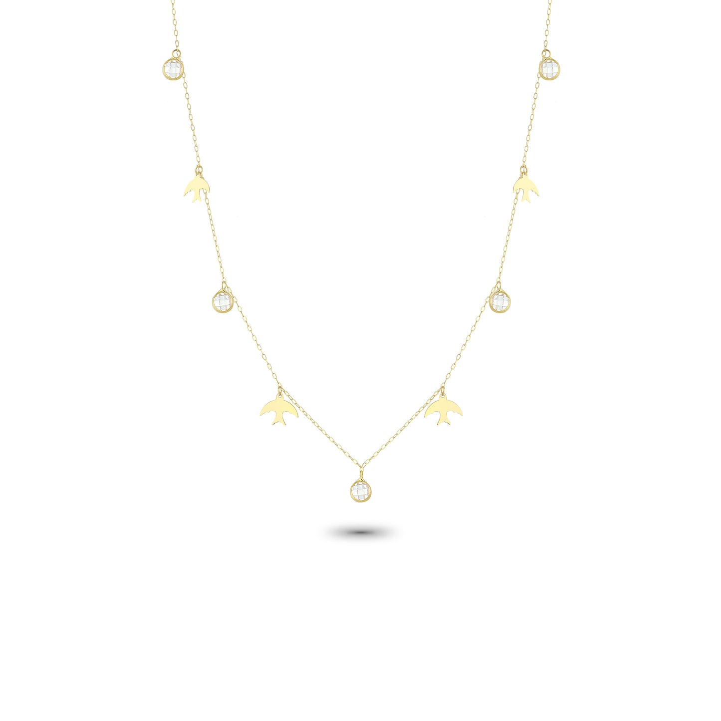 14k Solid Gold Bird Luck Necklace - alternate view 2