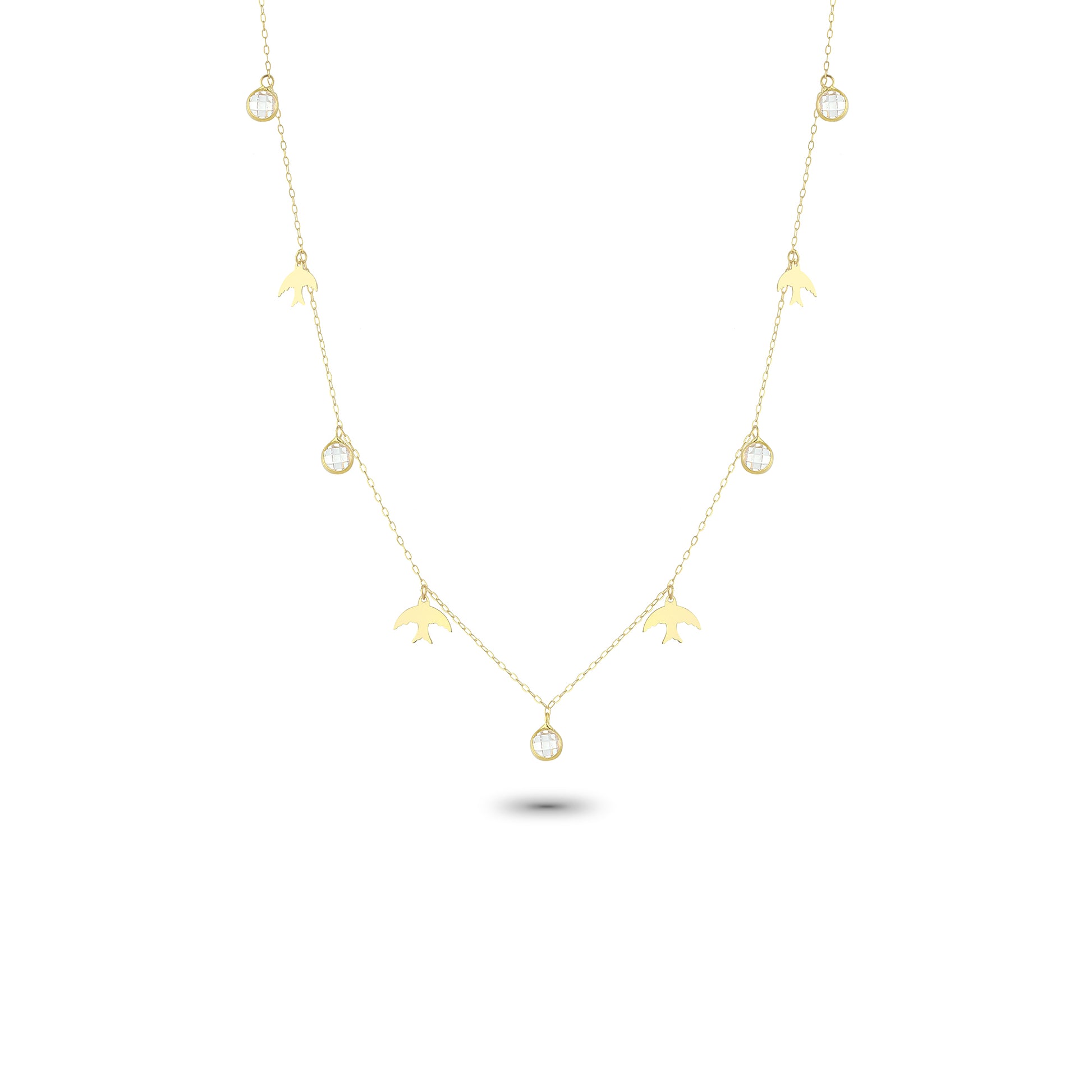 14k Solid Gold Bird Luck Necklace - alternate view 2