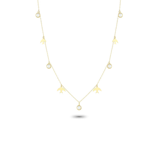 14k Solid Gold Bird Luck Necklace - alternate view 2