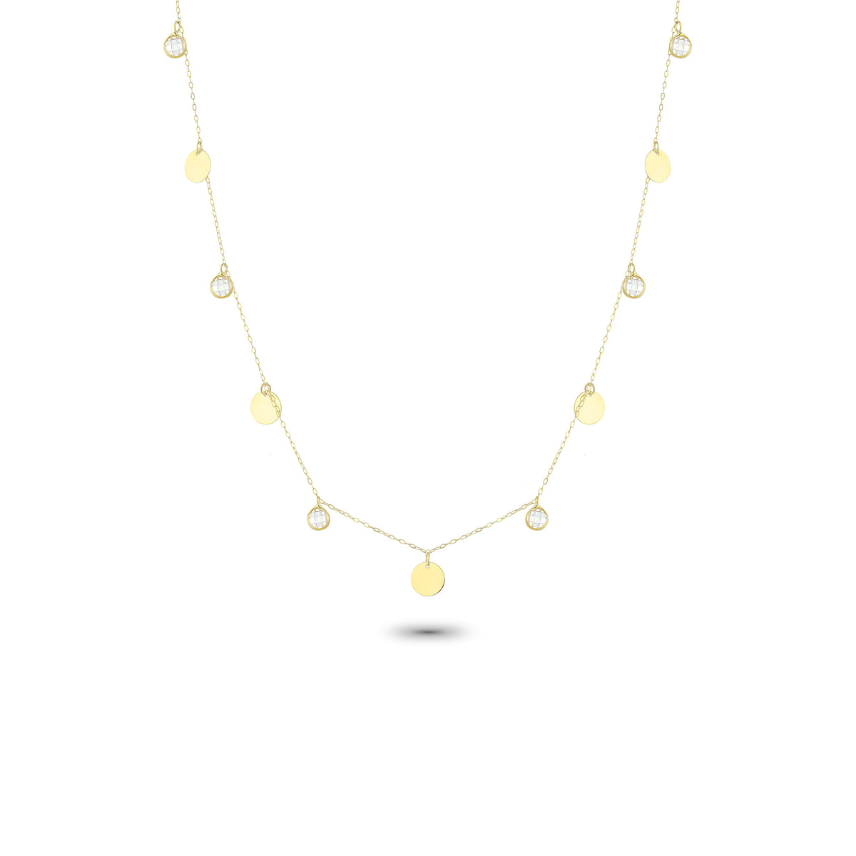 14k Solid Gold Circle Luck Necklace - alternate view 2