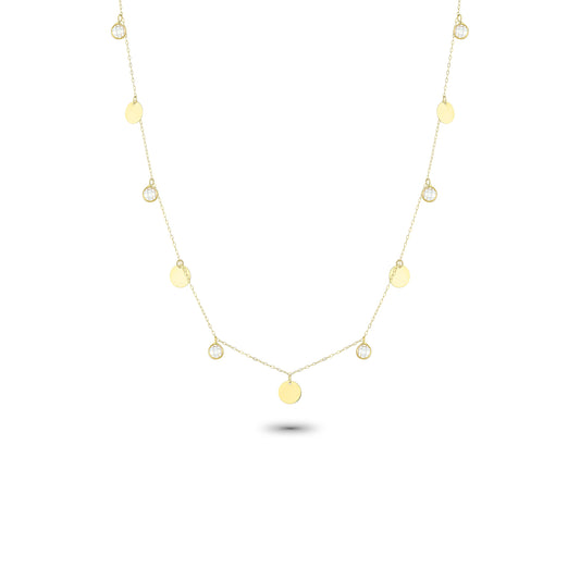 14k Solid Gold Circle Luck Necklace - alternate view 2