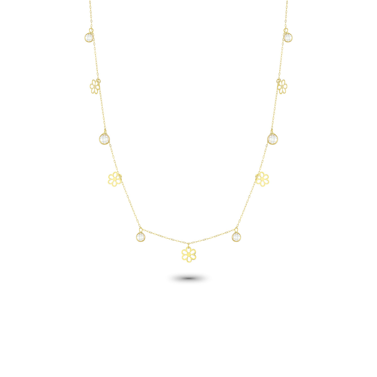 14k Solid Gold Daisy Luck Necklace - alternate view 2