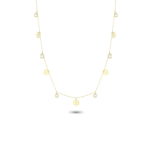 14k Solid Gold Daisy Luck Necklace - alternate view 2
