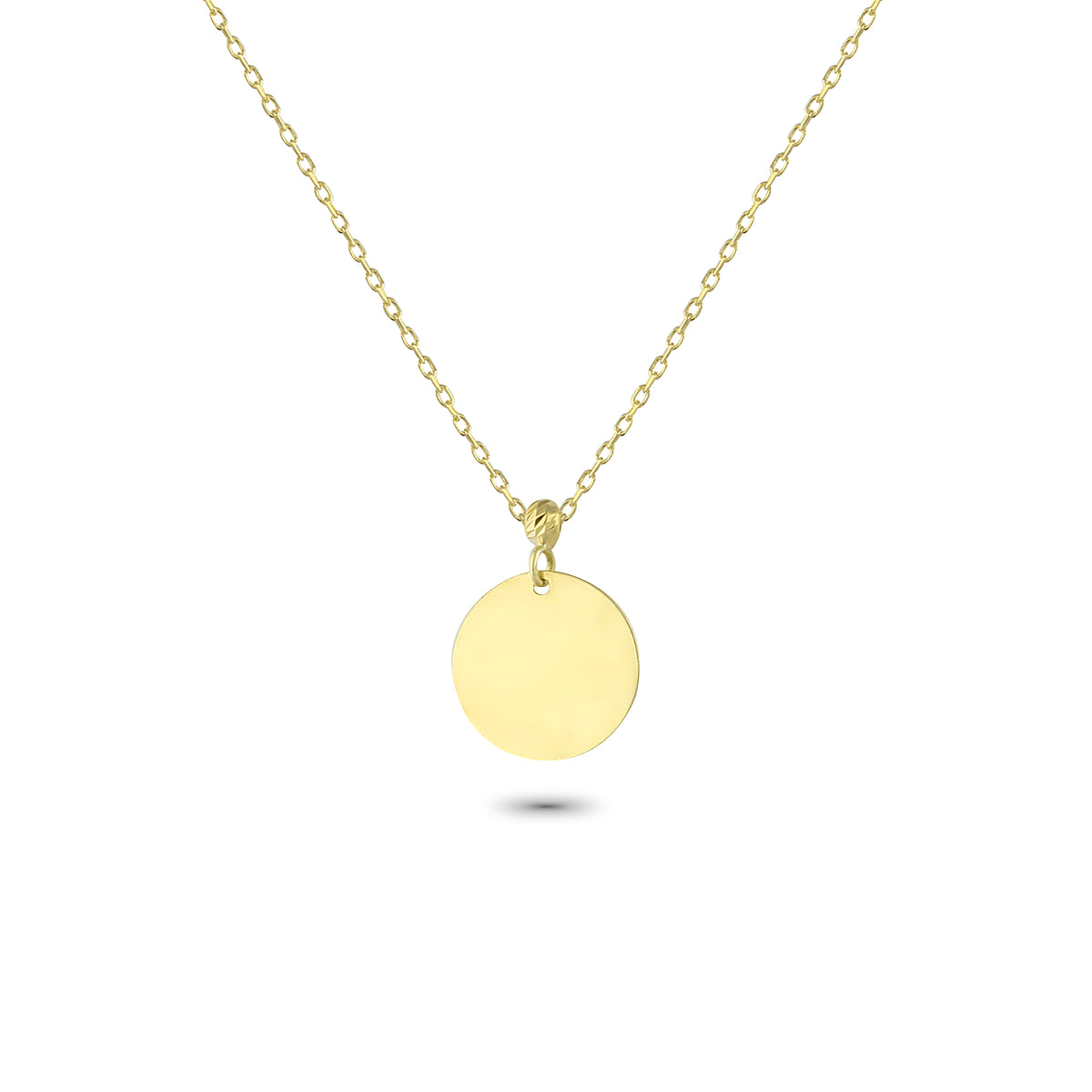 14k Solid Gold Circle Necklace - alternate view 2
