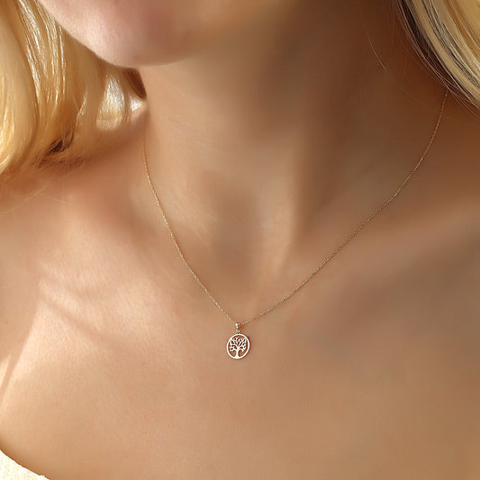 14k Solid Gold Life Tree Necklace