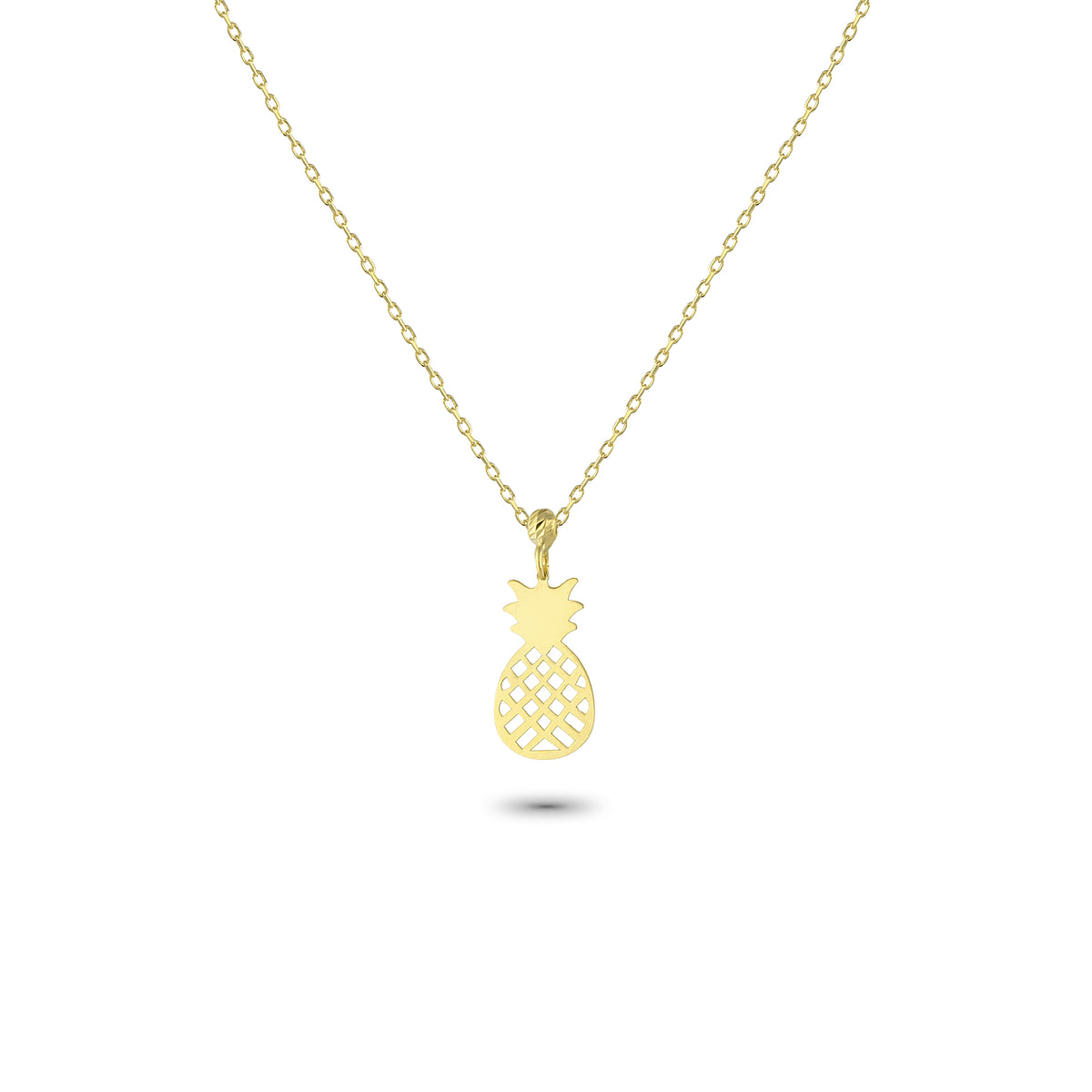 14k Solid Gold Pineapple Necklace - alternate view 2