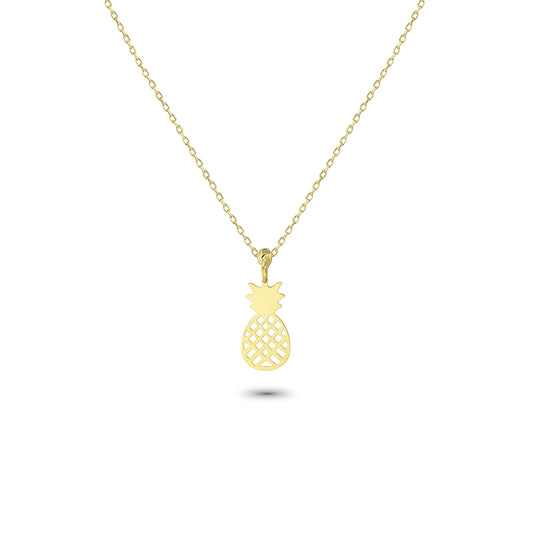 14k Solid Gold Pineapple Necklace - alternate view 2
