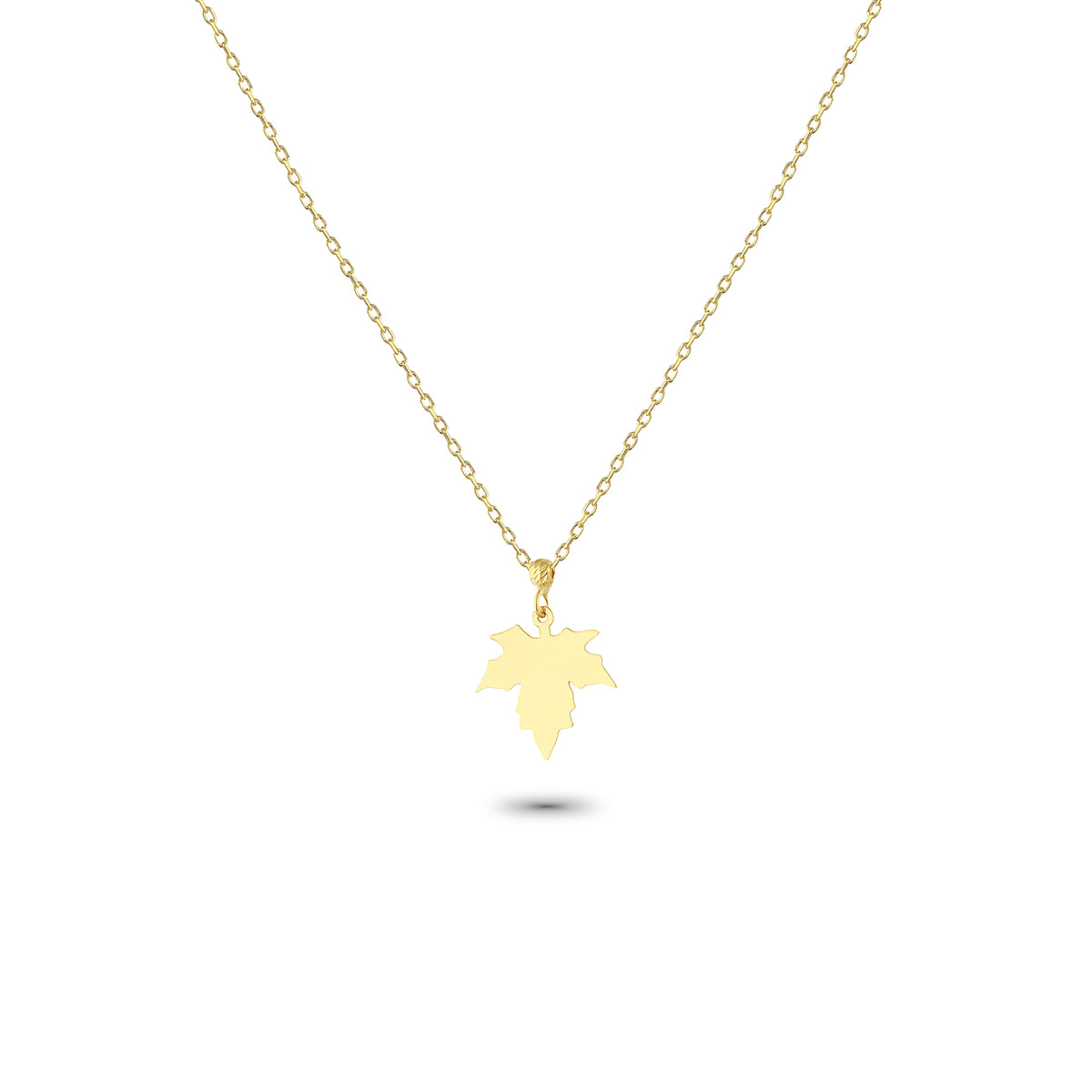 14k Solid Gold Leaf Necklace - alternate view 2