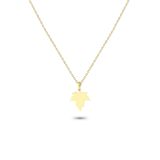 14k Solid Gold Leaf Necklace - alternate view 2