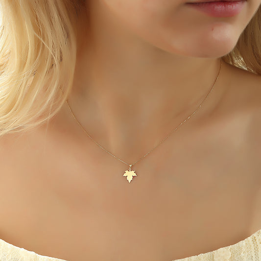 14k Solid Gold Leaf Necklace