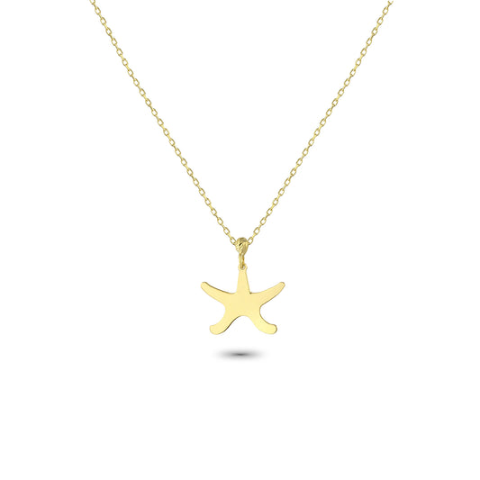 14k Solid Gold Starfish Necklace - alternate view 2