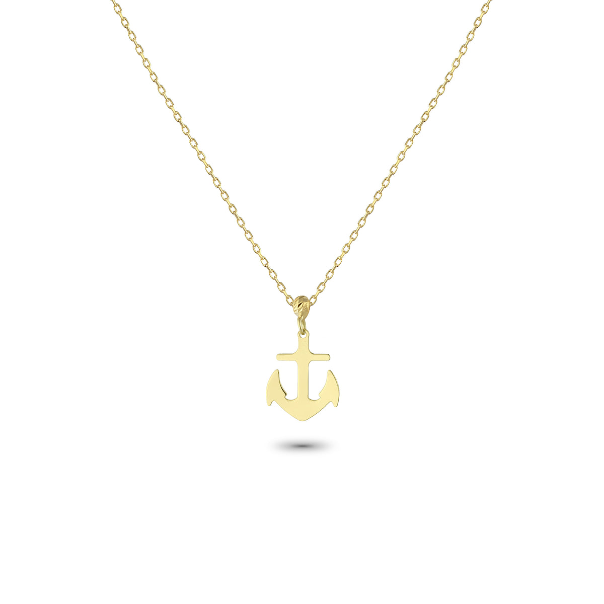 14k Solid Gold Anchor Necklace - alternate view 2