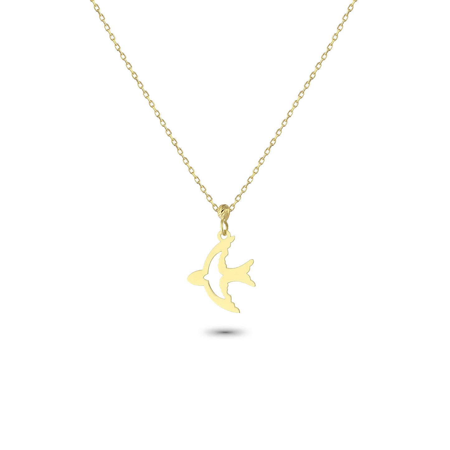 14k Solid Gold Bird Necklace - alternate view 2