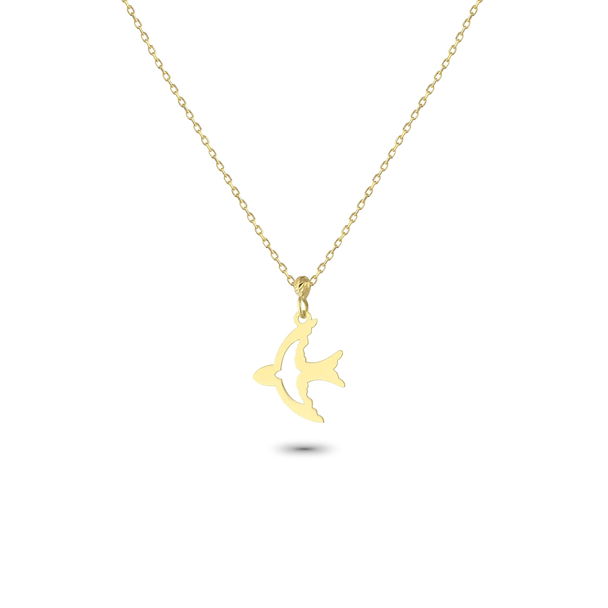 14k Solid Gold Bird Necklace - alternate view 2