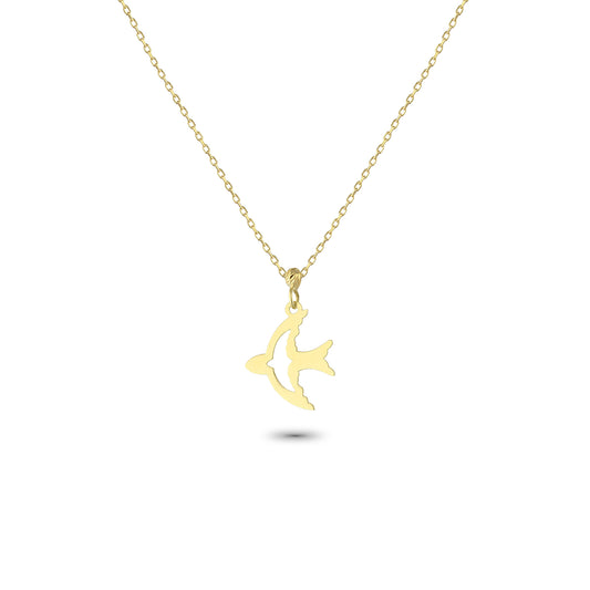 14k Solid Gold Bird Necklace - alternate view 2