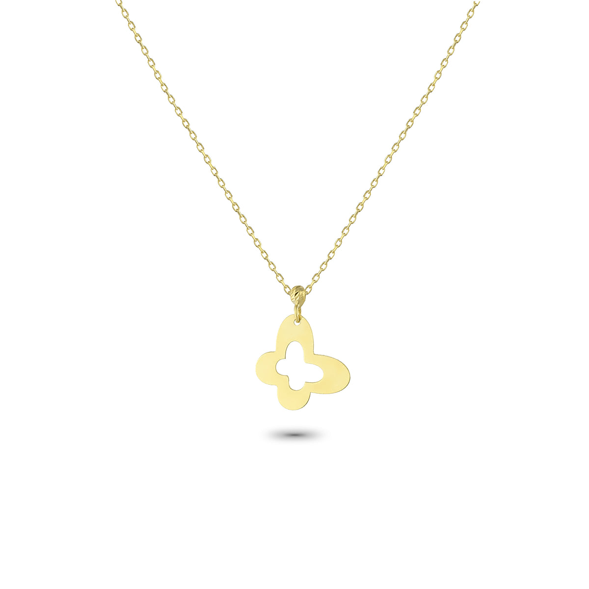 14k Solid Gold Butterfly Necklace - alternate view 2