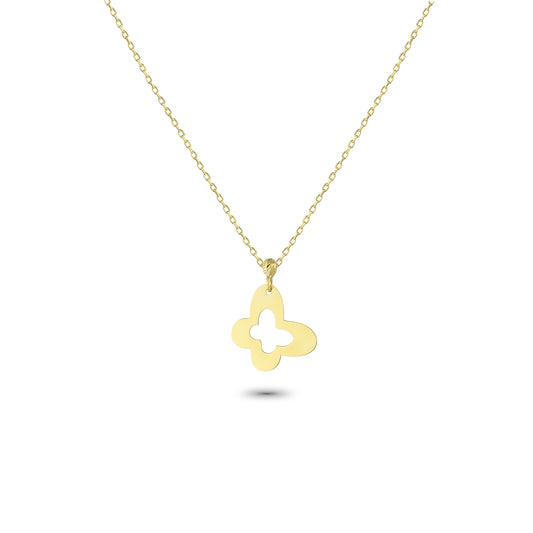 14k Solid Gold Butterfly Necklace - alternate view 2
