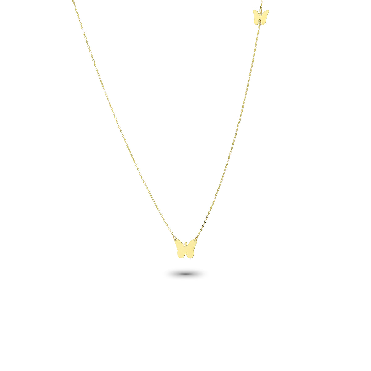 14k Solid Gold Butterfly Necklace - alternate view 2