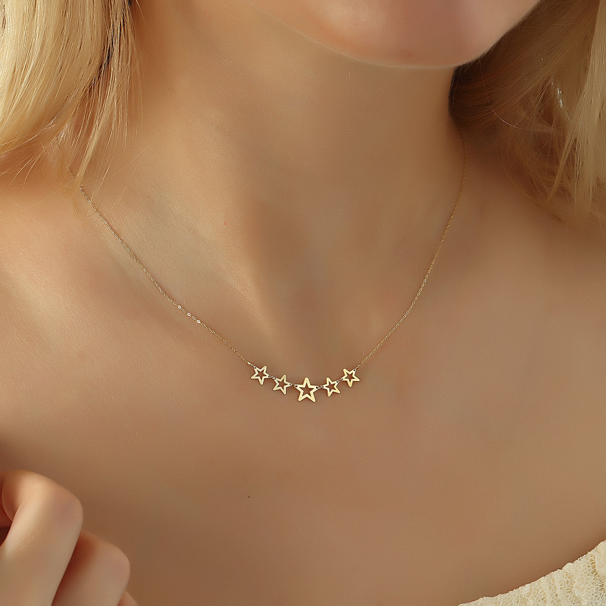 14k Solid Gold Star Necklace